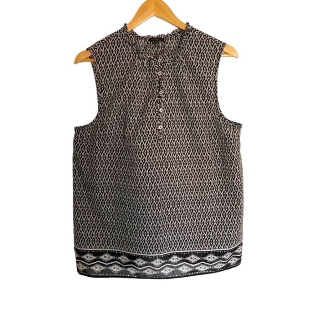 Talbots Black and White Sleeveless Popover Top XLarge